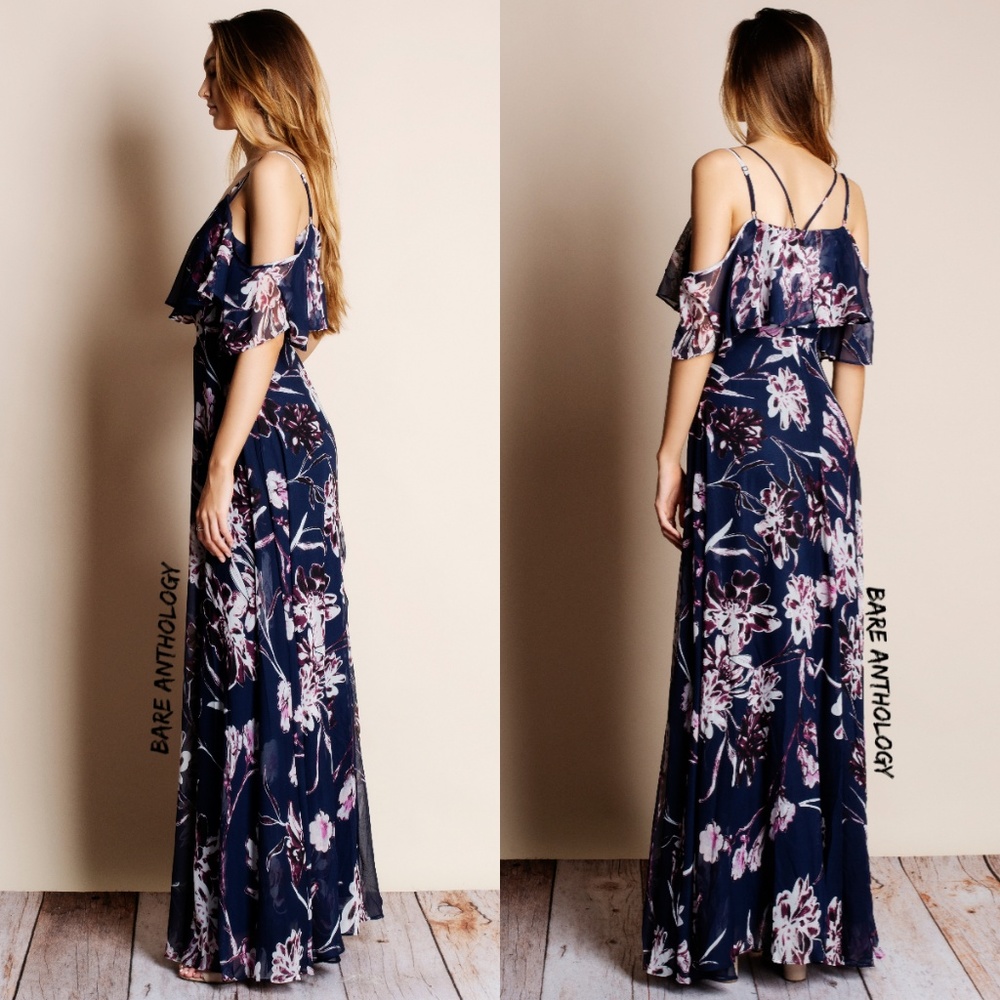 Cold Shoulder Floral Maxi Dress - Picture 2 of 2